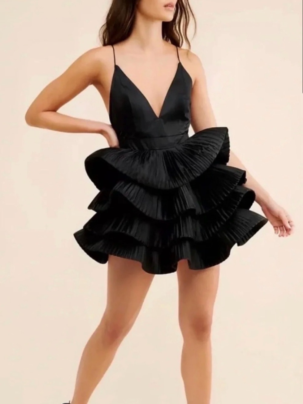 Anthropologie Maeve Tiered Black Ruffle Dress - Size 2